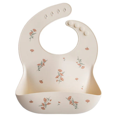 Babador De Silicone Infantil Mushie Pink Flowers - Design Ajustável