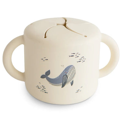 Porta Snack Infantil Mushie Whales - Material Seguro